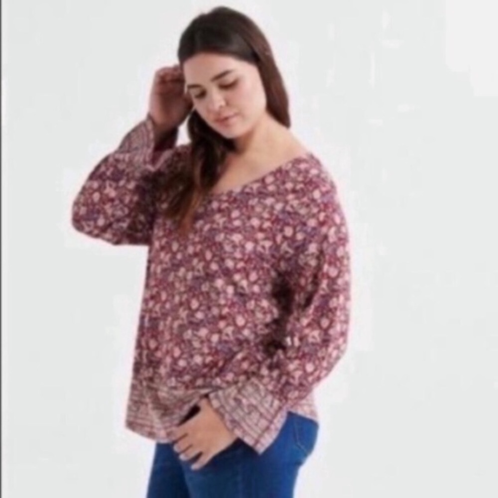 NWT Lucky Brand High Low Floral Blouse